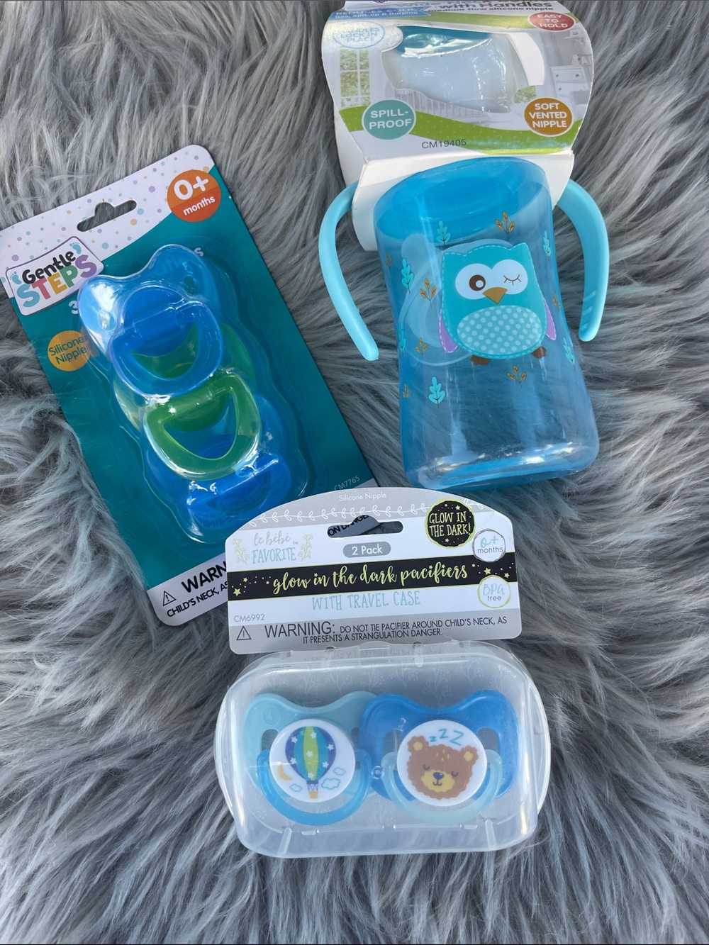 Blue Owl Sippy Cup and Pacifier Set - 3pc baby Accessories